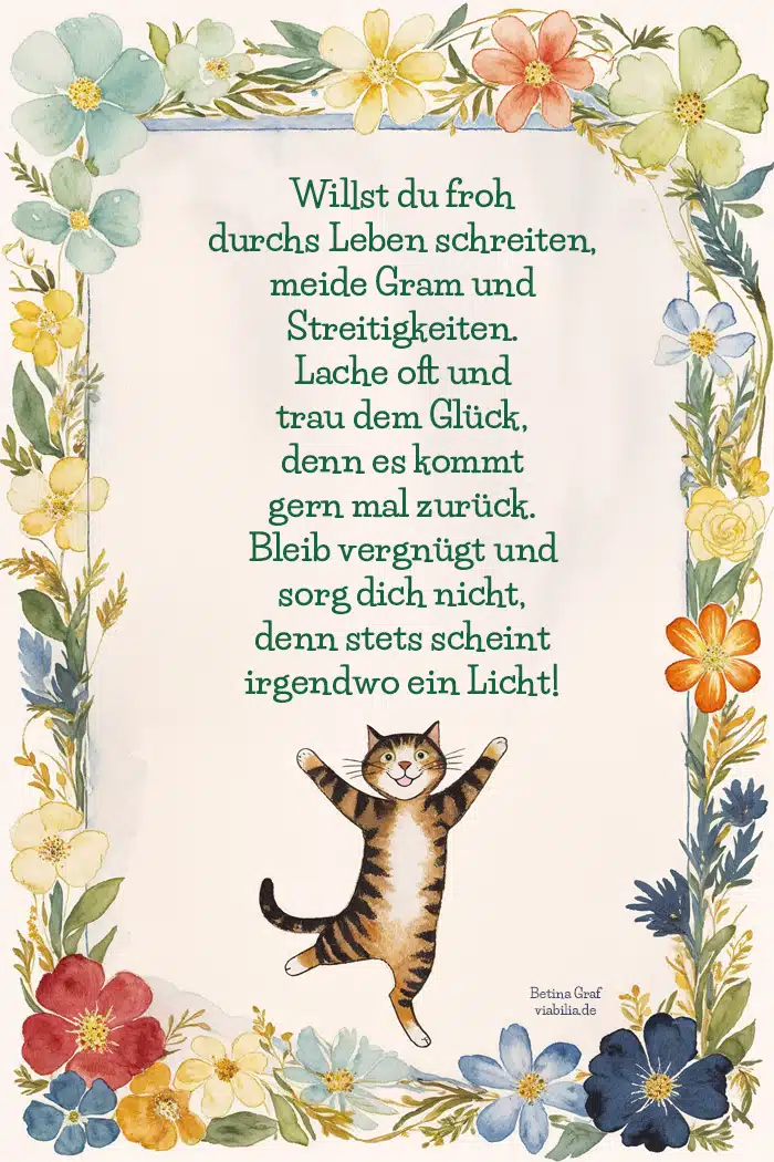 Poesiealbum-Spruch froh durchs Leben schreiten
