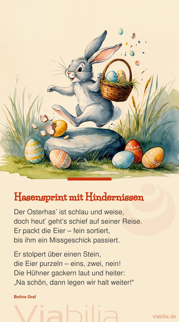Ostergedicht lustig: Hasensprint mit Hindernissen Ostergedicht lustig: Hasensprint mit Hindernissen