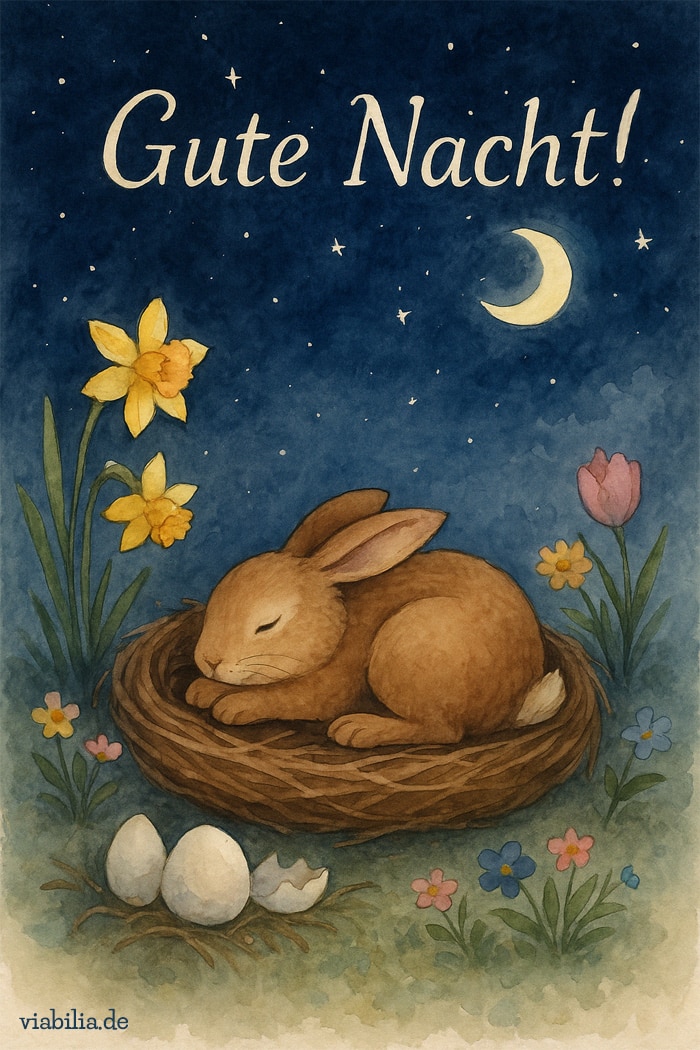 Gute Nacht-Bild mit Osterhase