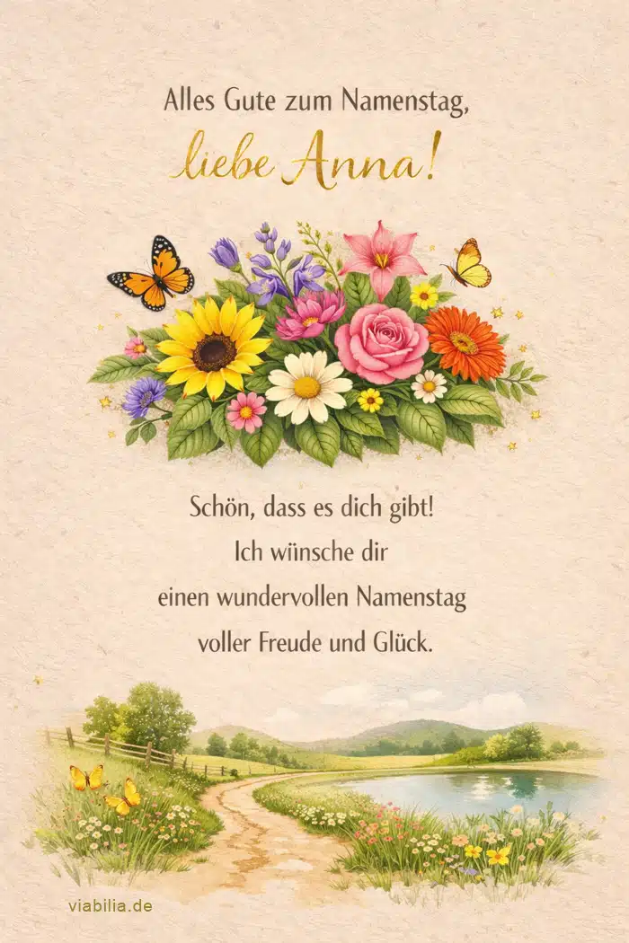 Alles Gute zum Namenstag, liebe Anna, mit viel Freude und Glück Alles Gute zum Namenstag, liebe Anna, mit viel Freude und Glück