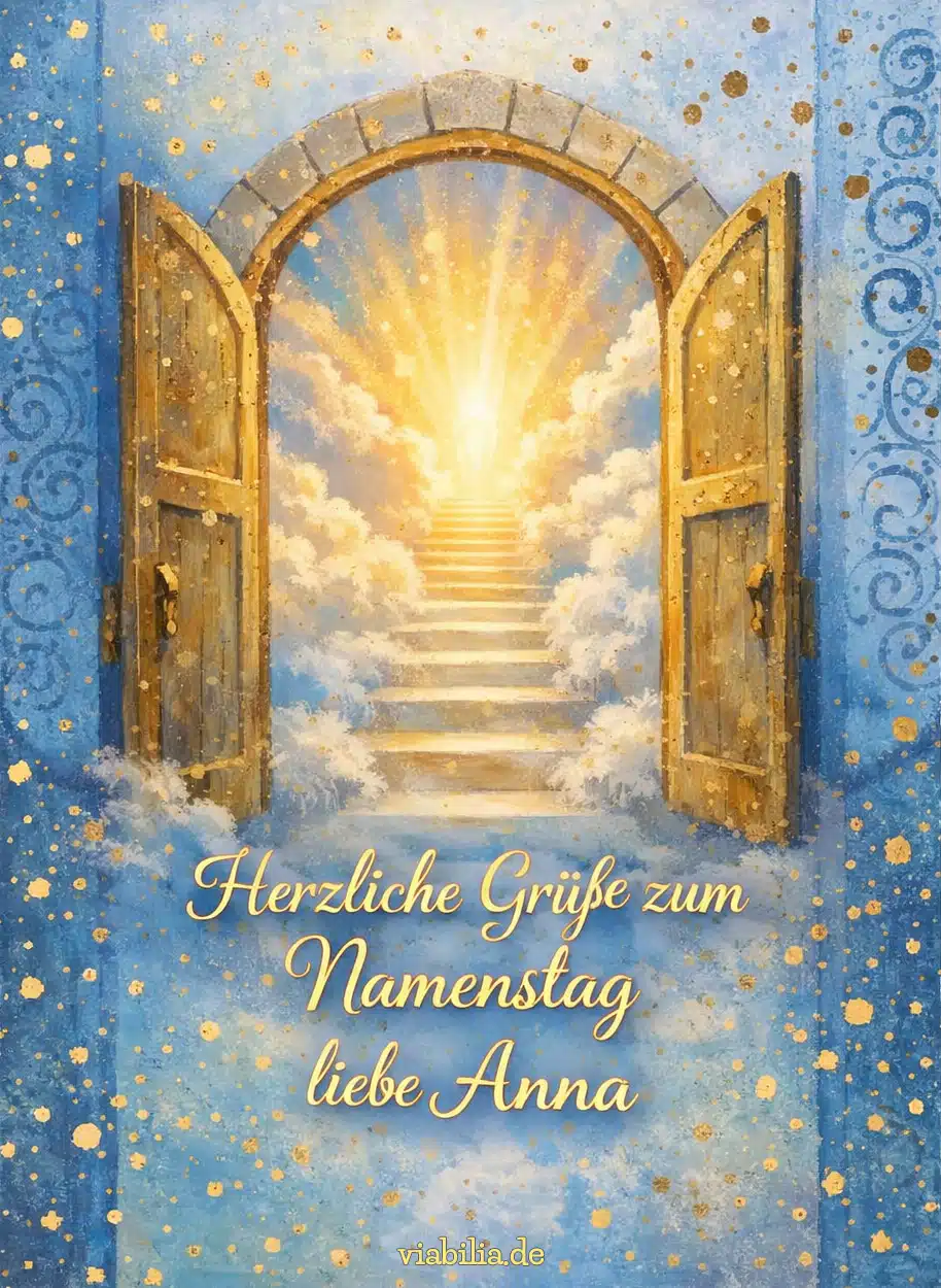 Herzliche Grüße zum Namenstag Anna mit Himmelstor Herzliche Grüße zum Namenstag Anna mit Himmelstor