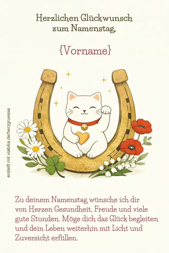 Herzlichen Glückwunsch zum Namenstag mit Hufeisen Herzlichen Glückwunsch zum Namenstag mit Hufeisen