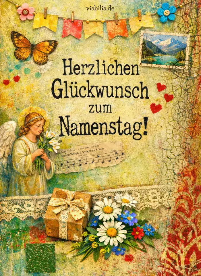 Herzlichen Glückwunsch zum Namenstag im Vintage-Look Herzlichen Glückwunsch zum Namenstag im Vintage-Look