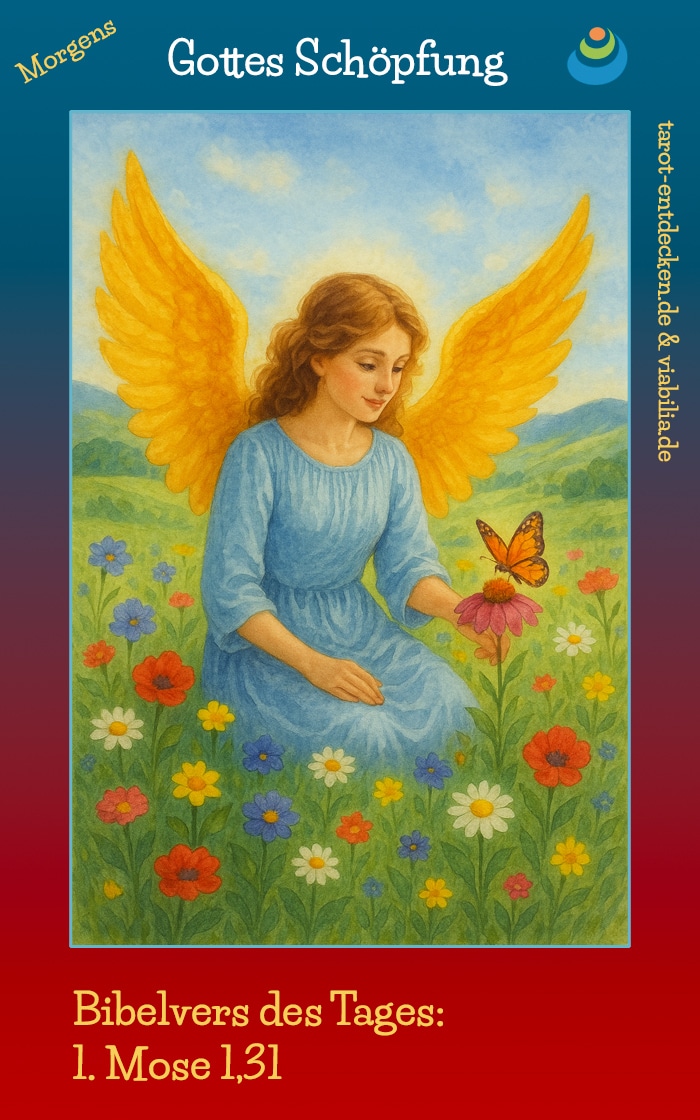 Morgengebet mit Bibelvers des Tages und mit Engelbild zum Thema Gottes Schöpfung Morgengebet mit Bibelvers des Tages und mit Engelbild zum Thema Gottes Schöpfung
