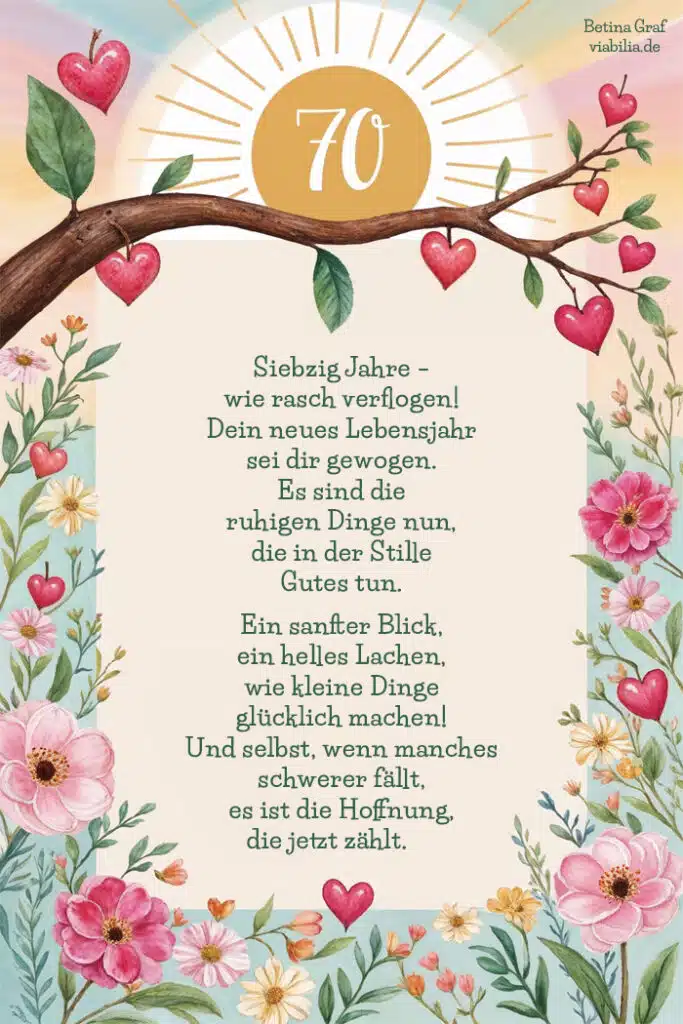 Glückwünsche zum 70. Geburtstag: 70 Jahre, rasch verfolgen