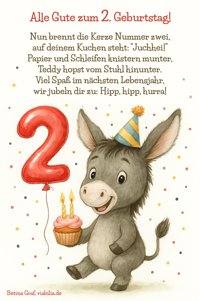 Alles Gute zum 2. Geburtstag: Gedicht bzw. Spruch, lustiges Bild Alles Gute zum 2. Geburtstag: Gedicht bzw. Spruch, lustiges Bild