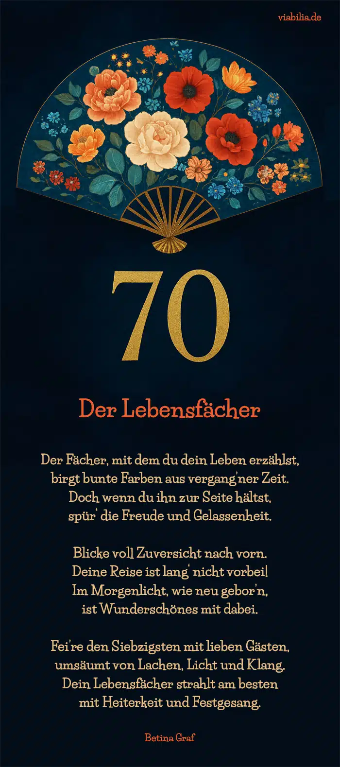 Glückwünsche zum 70. Geburtstag mit Gedicht Lebensfächer