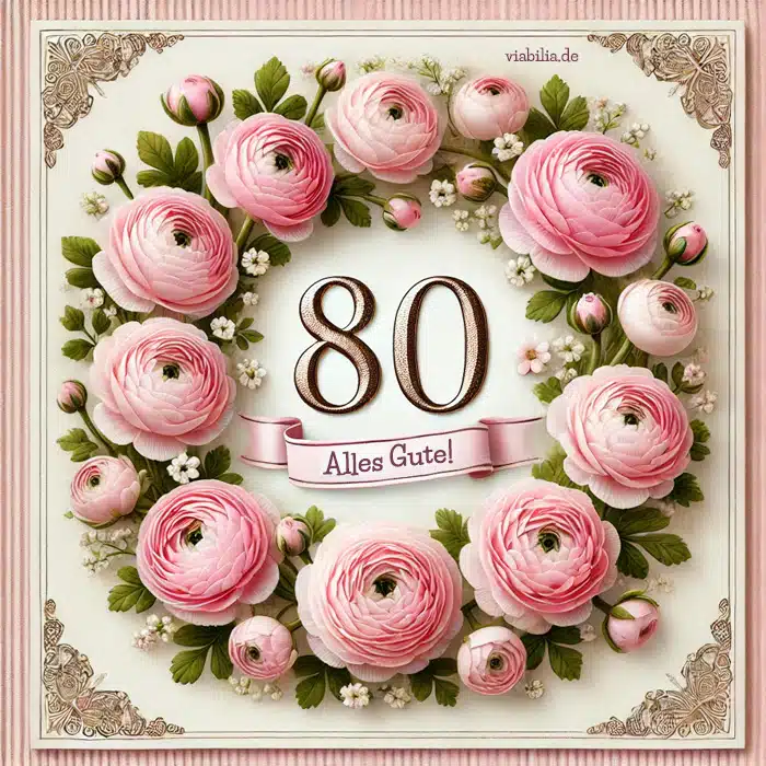 Alles Gute mit Blumen zum 80. Geburtstag