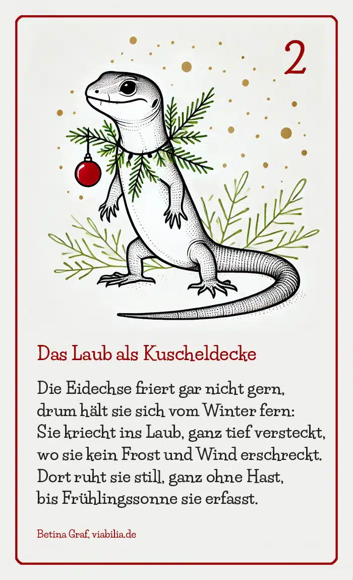 Adventskalender Tiere: Bild mit Schlange und Gedicht Adventskalender Tiere: Bild mit Schlange und Gedicht