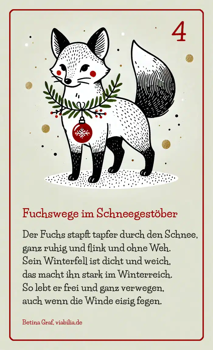 Adventskalender Tiere: Bild mit Fuchs und Gedicht Adventskalender Tiere: Bild mit Fuchs und Gedicht