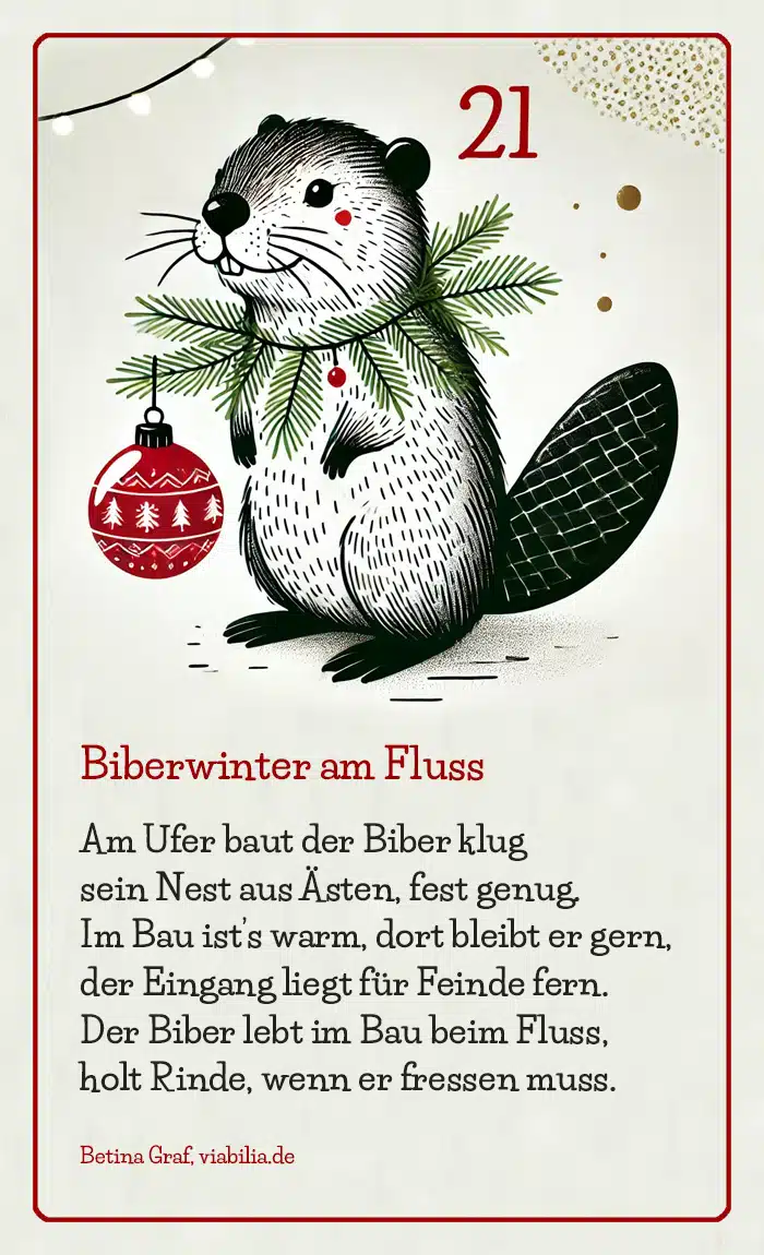 Adventskalender Bild Tier Biber mit Gedicht bzw. Spruch Adventskalender Bild Tier Biber mit Gedicht bzw. Spruch
