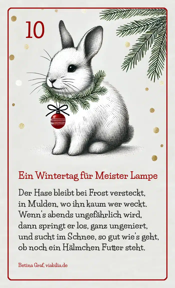 Adventskalender Bild Tier Hase mit Gedicht bzw. Spruch Adventskalender Bild Tier Hase mit Gedicht bzw. Spruch