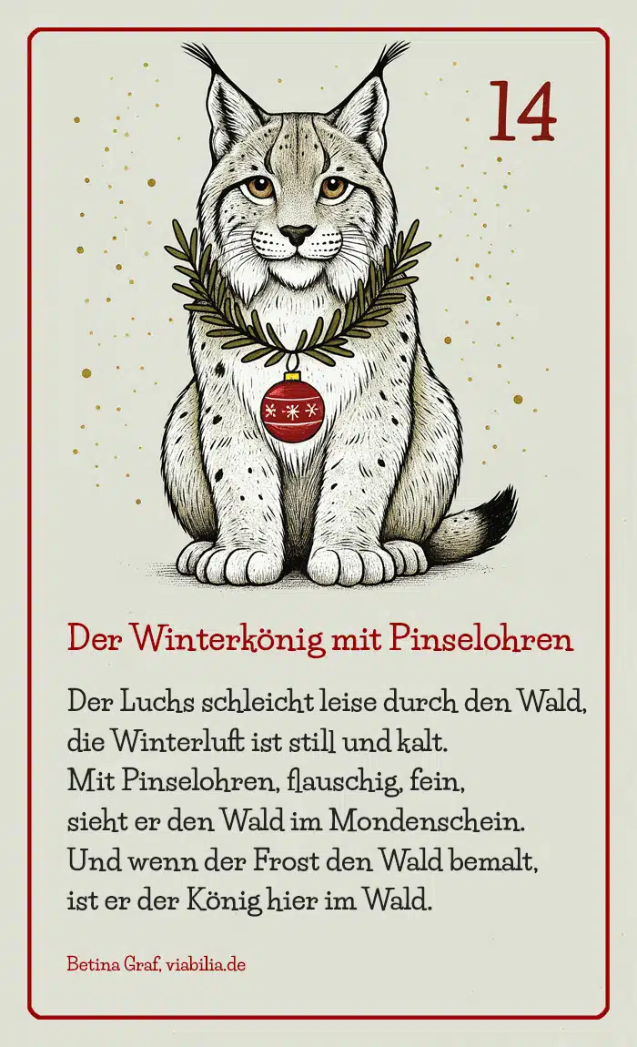 Adventskalender Bild Tier Luchs mit Gedicht bzw. Spruch Adventskalender Bild Tier Luchs mit Gedicht bzw. Spruch
