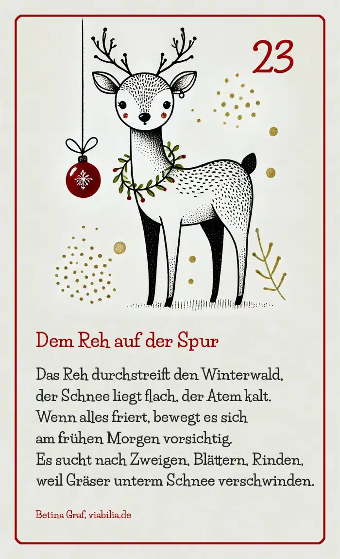 Adventskalender Bild Tier Reh mit Gedicht bzw. Spruch Adventskalender Bild Tier Reh mit Gedicht bzw. Spruch