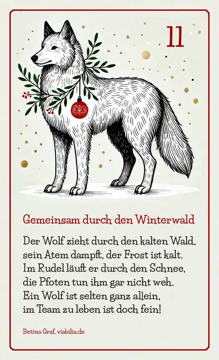 Adventskalender Bild Tier Wolf mit Gedicht bzw. Spruch Adventskalender Bild Tier Wolf mit Gedicht bzw. Spruch