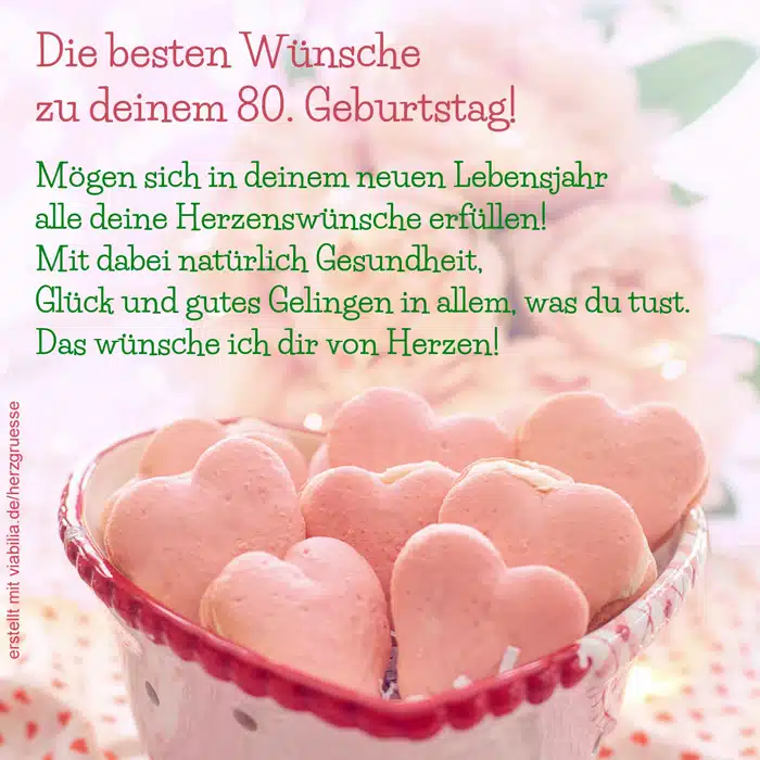 Die besten Wünsche zum 80. Geburtstag