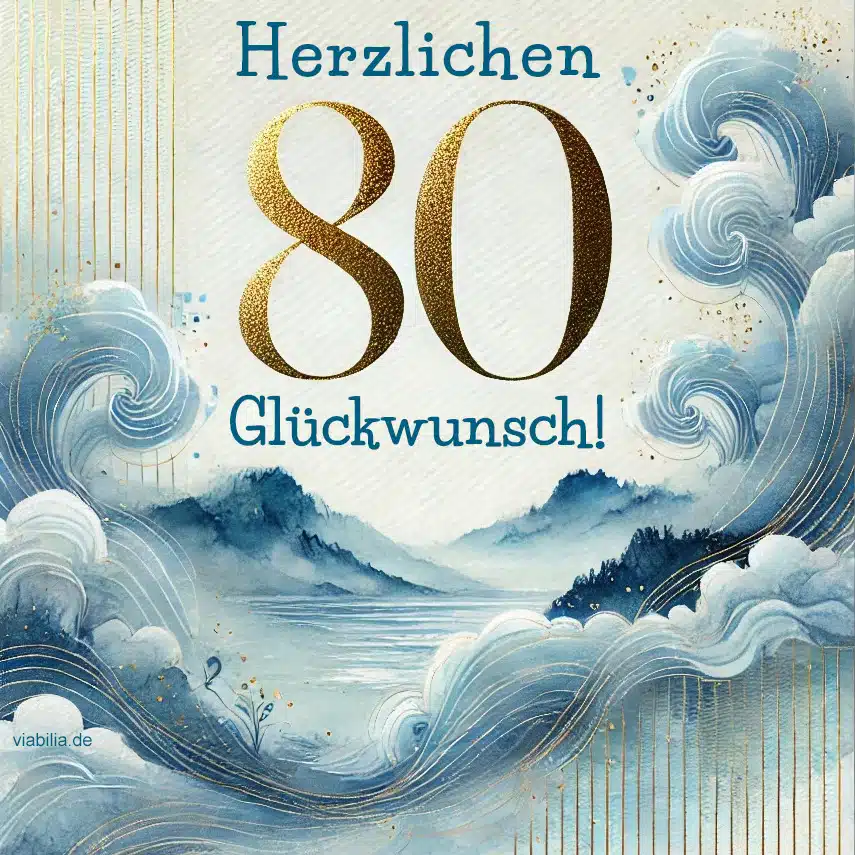 Herzlichen Glückwunsch zum 80. Geburtstag, Kunstwerk mit Wellen