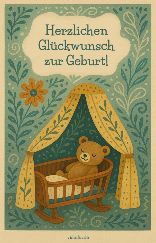 Herzlichen Glückwunsch zur Geburt Bild mit Teddy