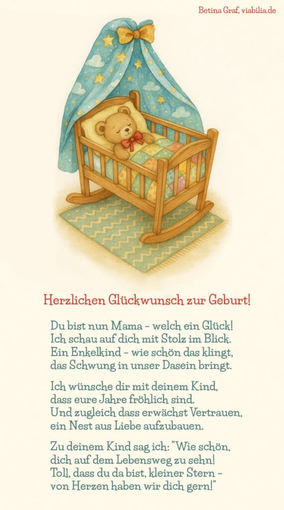 Herzlichen Glückwunsch zur Geburt - Mutter oder Vater an Tochter