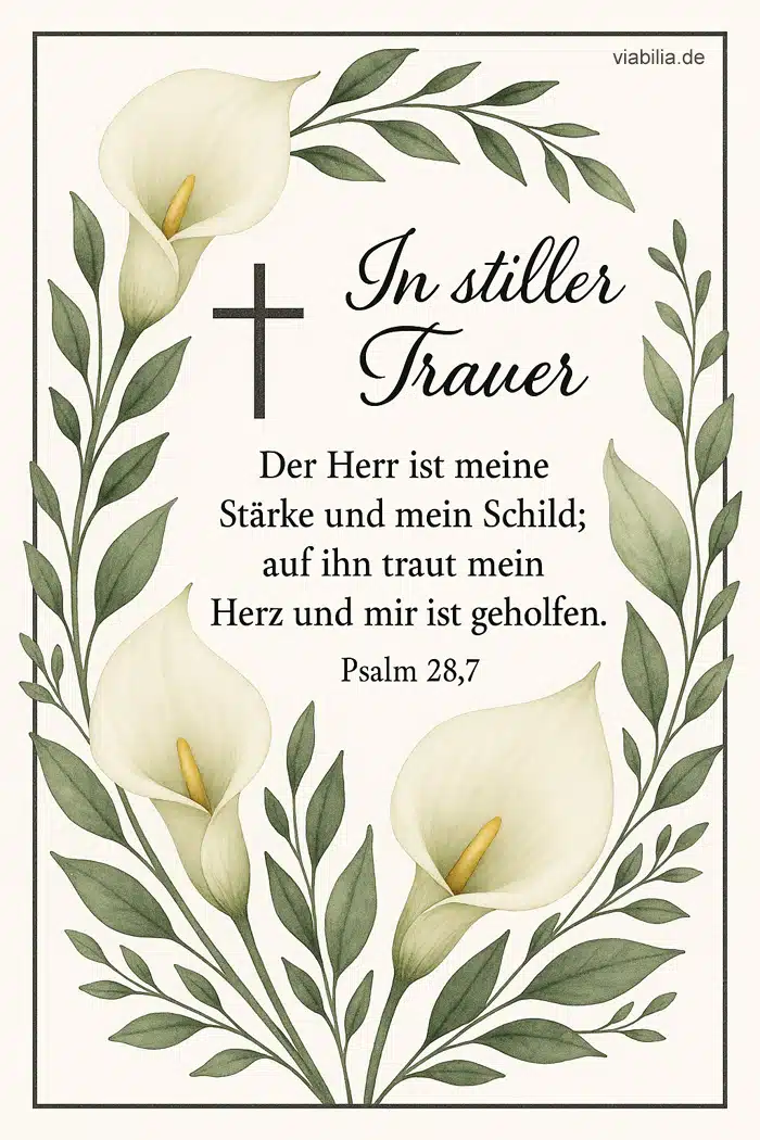 Getragen in Liebe – gegangen in Stille. Beileidsbekundung mit Bibelvers, Psalm