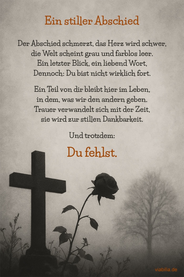 Beileidsbekundung mit Spruch: ein Stiller Abschied
