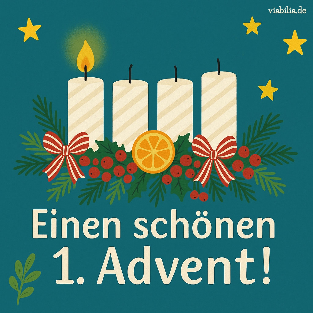 Einen schönen 1. Advent Bild mit vier Kerze, eine brennt Einen schönen 1. Advent Bild mit vier Kerze, eine brennt
