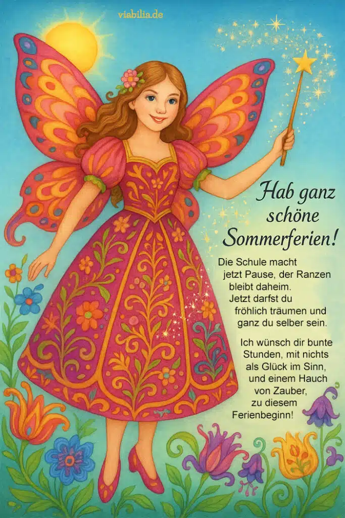 Kindern schöne Sommerferien wünschen