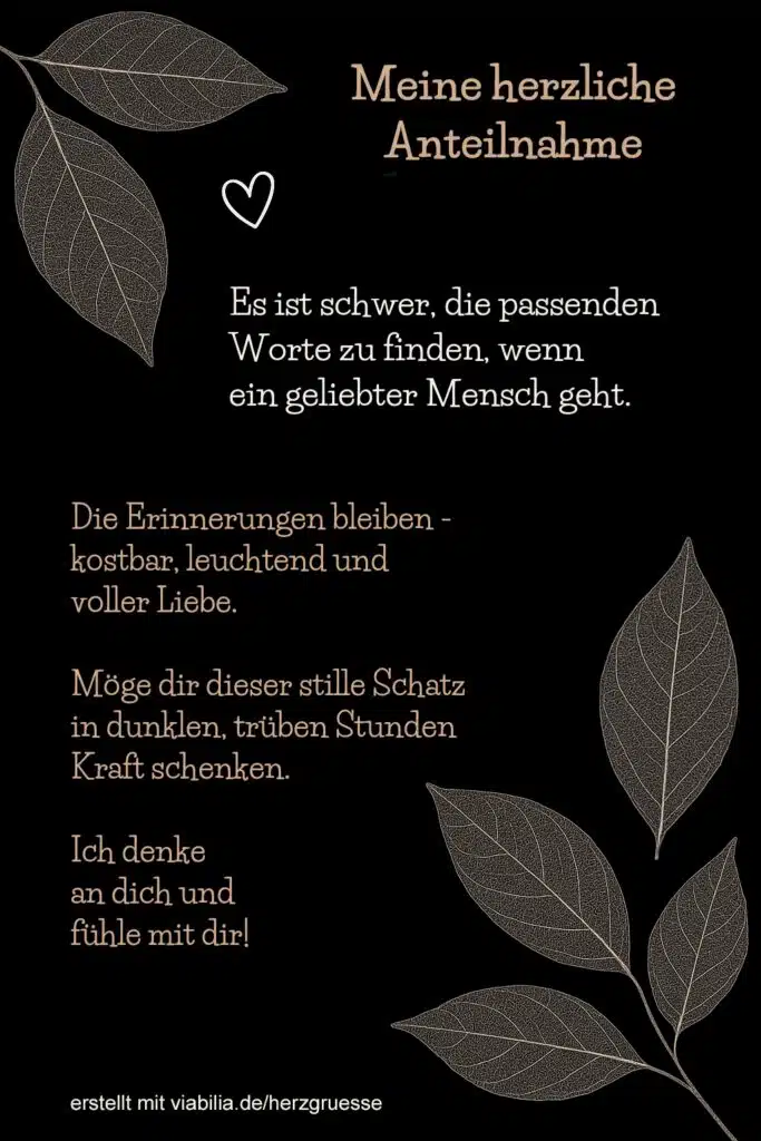 Meine herzliche Anteilnahme: Spruch für Beileidsbekundung Meine herzliche Anteilnahme: Spruch für Beileidsbekundung