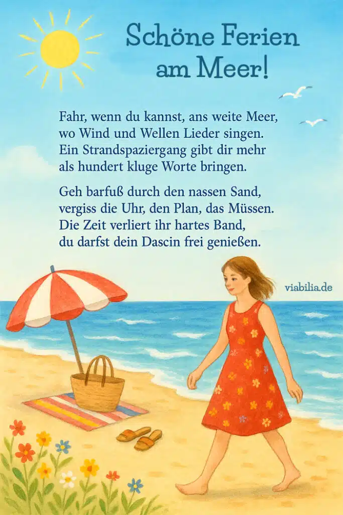 Schöne Ferien am Meer wünschen