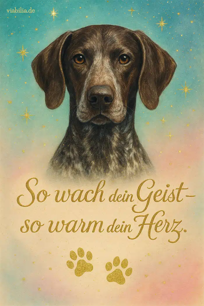 Liebevolles Trostbild, wenn ein Hund gestorben ist, hier ein Deutsch-Kurzhaar