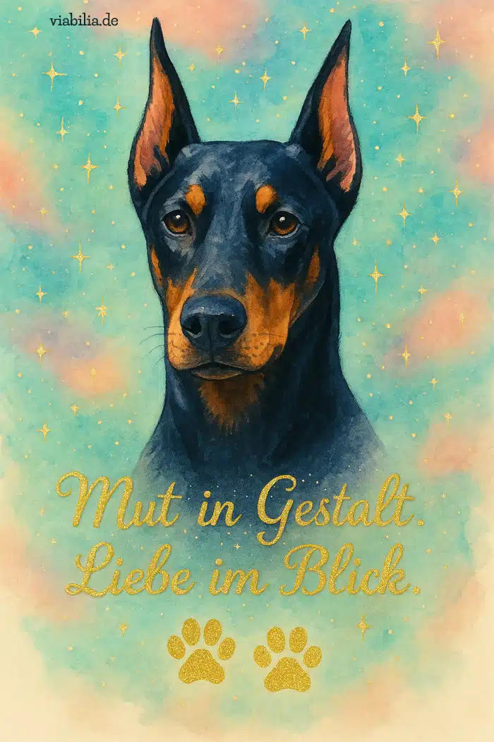 Liebevolles Trostbild, wenn ein Hund gestorben ist, hier ein Dobermann
