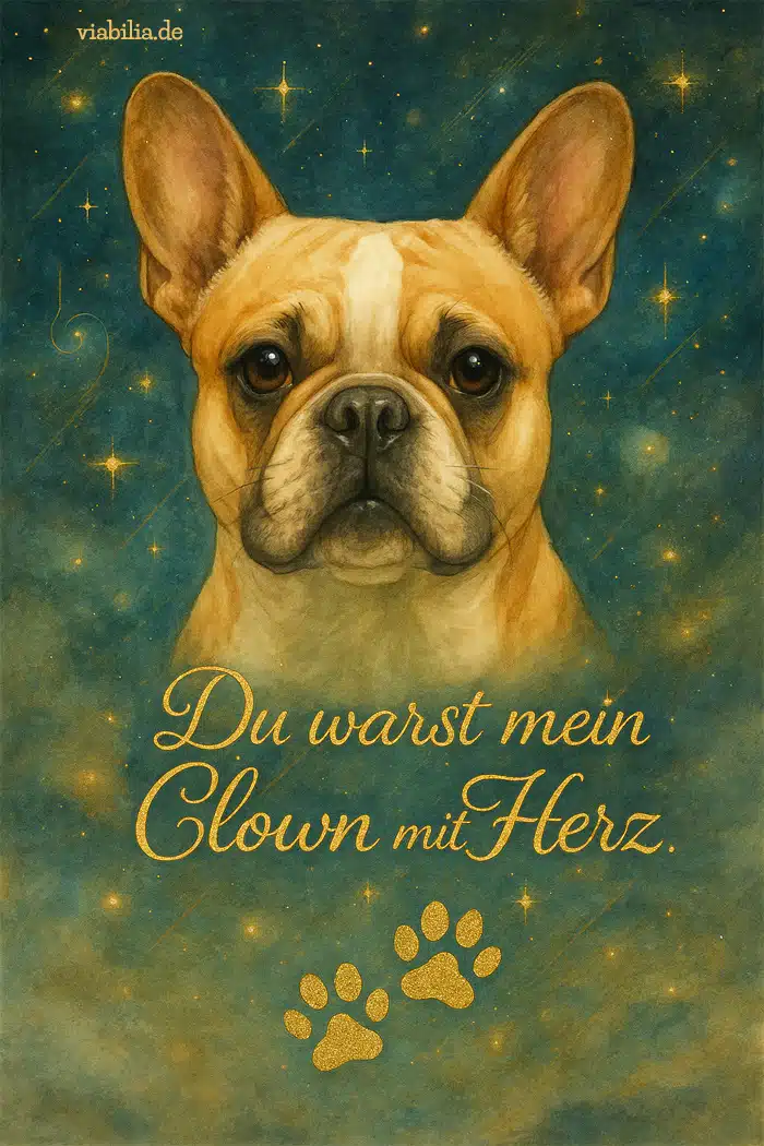 Liebevolles Trostbild, wenn ein Hund gestorben ist, hier eine Französische Bulldogge