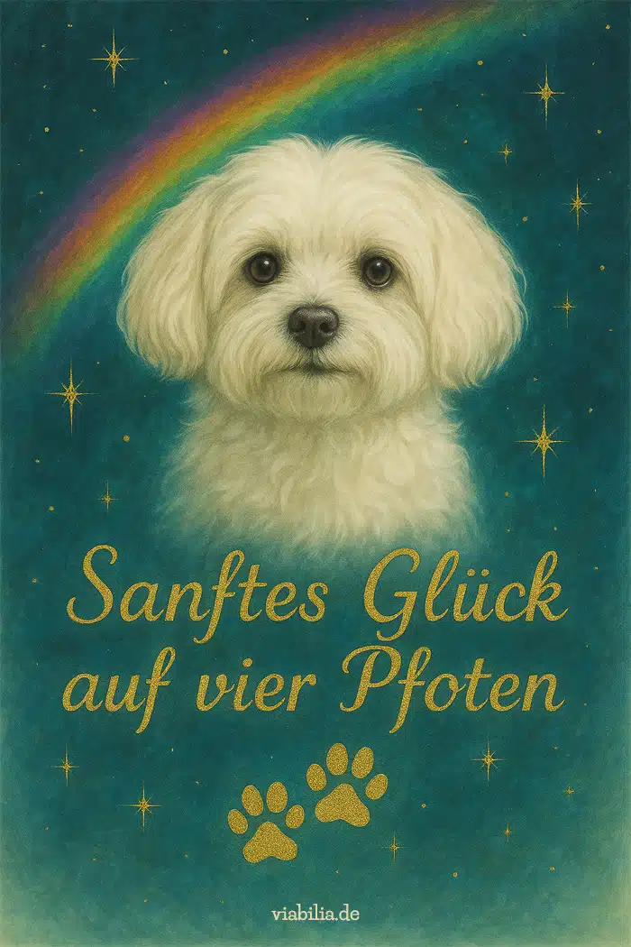 Liebevolles Trostbild, wenn ein Hund gestorben ist, hier ein Malteser