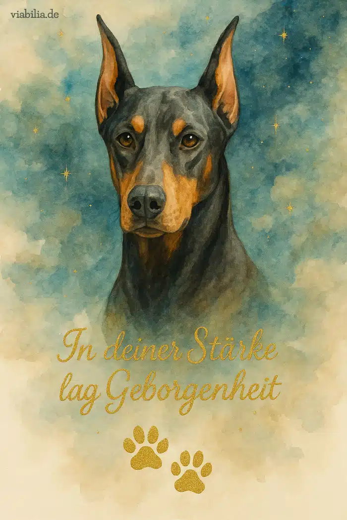 Regenbogenbrücke Hund, Bild mit Spruch, Dobermann