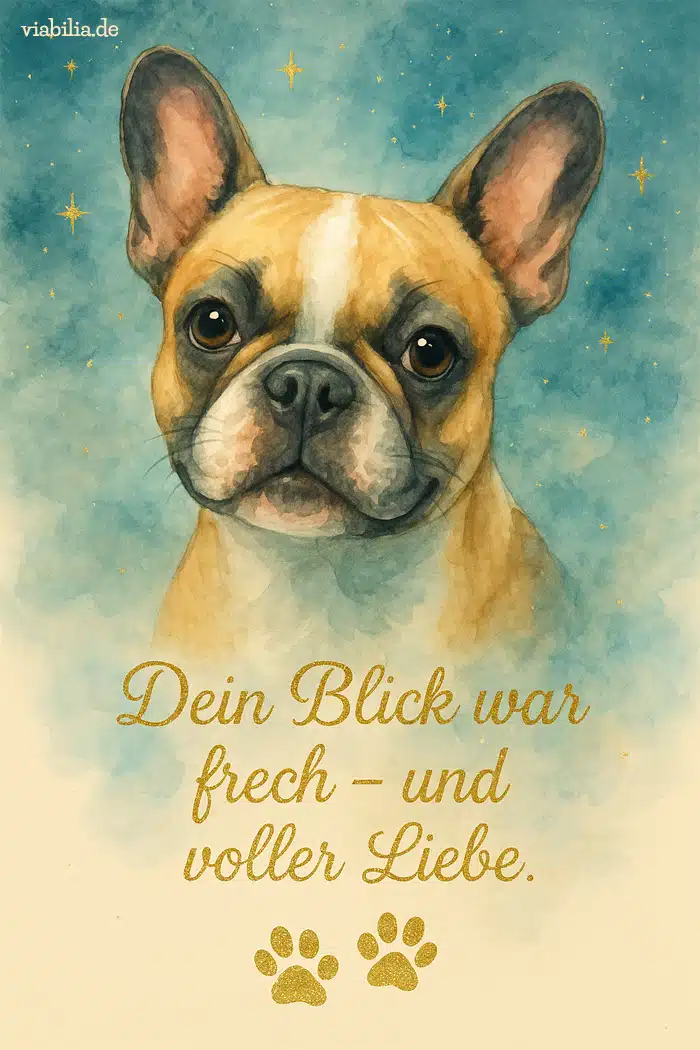 Regenbogenbrücke Hund, Bild mit Spruch, Französische Bulldogge