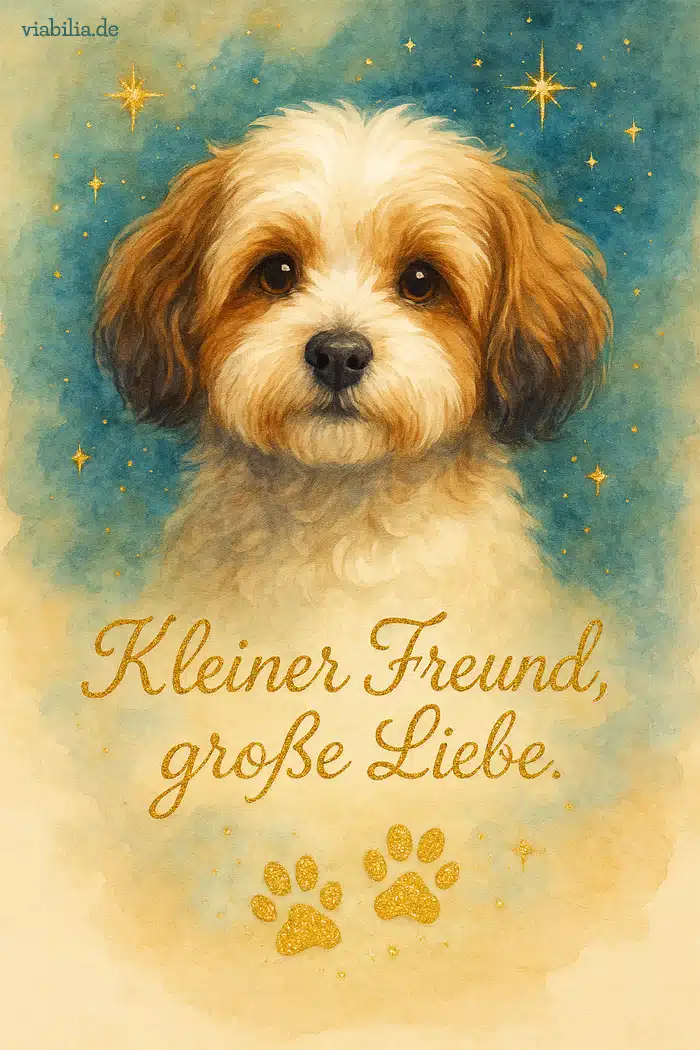 Regenbogenbrücke Hund, Bild mit Spruch, Havaneser