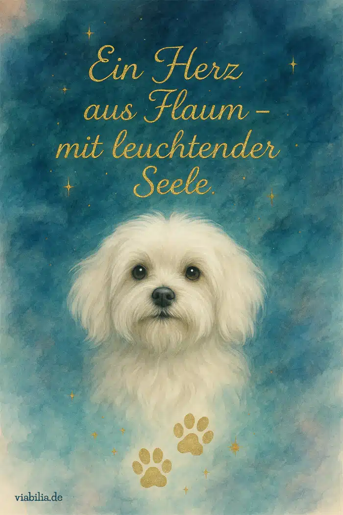 Regenbogenbrücke Hund, Bild mit Spruch, Malteser