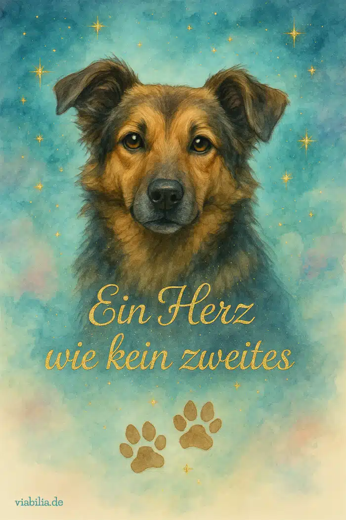 Regenbogenbrücke Hund, Bild mit Spruch, Mischling