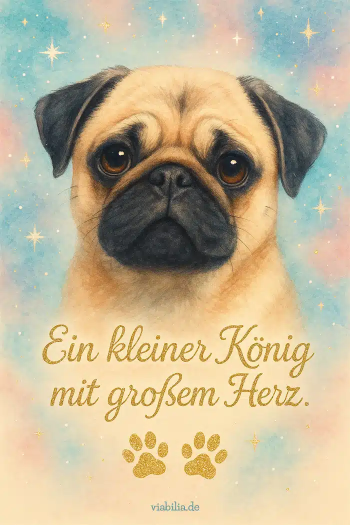 Regenbogenbrücke Hund, Bild mit Spruch, Mops