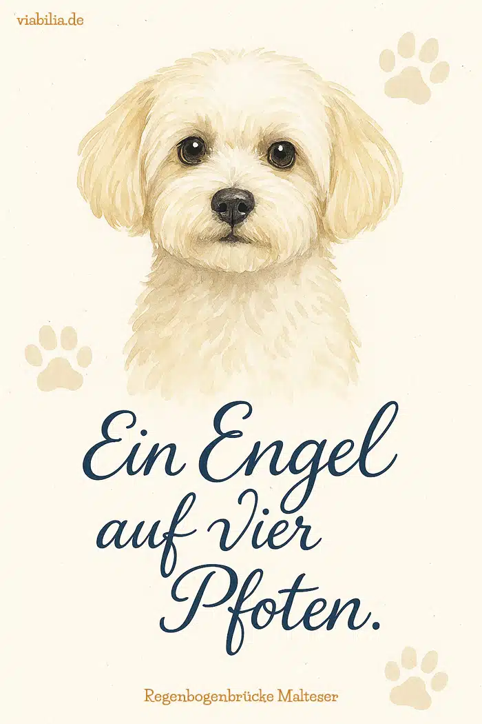 Regenbogenbrücke, Spruch zum Trost, Bild mit Hund, hier wenn ein Malteser gestorben ist