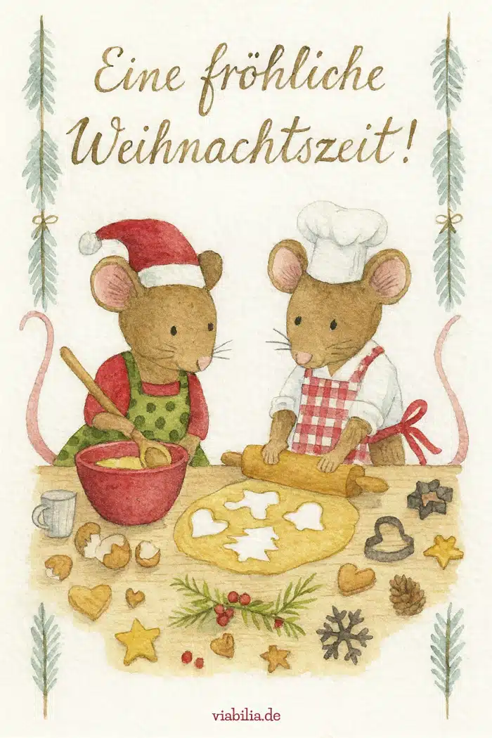 Eine fröhliche Weihnachtszeit: lustiges Bild mit Mäusen Eine fröhliche Weihnachtszeit: lustiges Bild mit Mäusen
