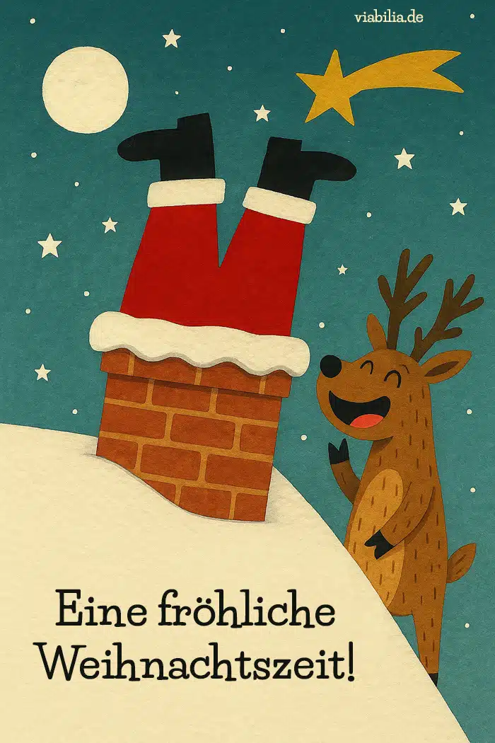 Eine fröhliche Weihnachtszeit wünschen: Weihnachtsmann steckt im Kamin fest Eine fröhliche Weihnachtszeit wünschen: Weihnachtsmann steckt im Kamin fest
