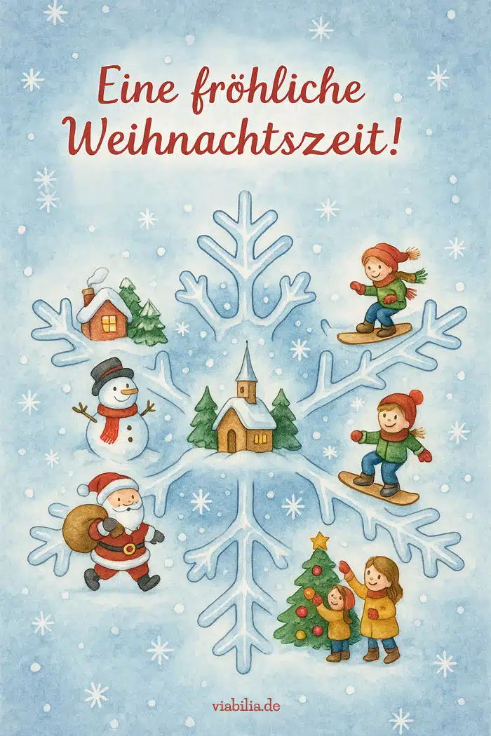 Eine fröhliche Weihnachtszeit mit einen Schneeflocken-Bild wünschen Eine fröhliche Weihnachtszeit mit einen Schneeflocken-Bild wünschen