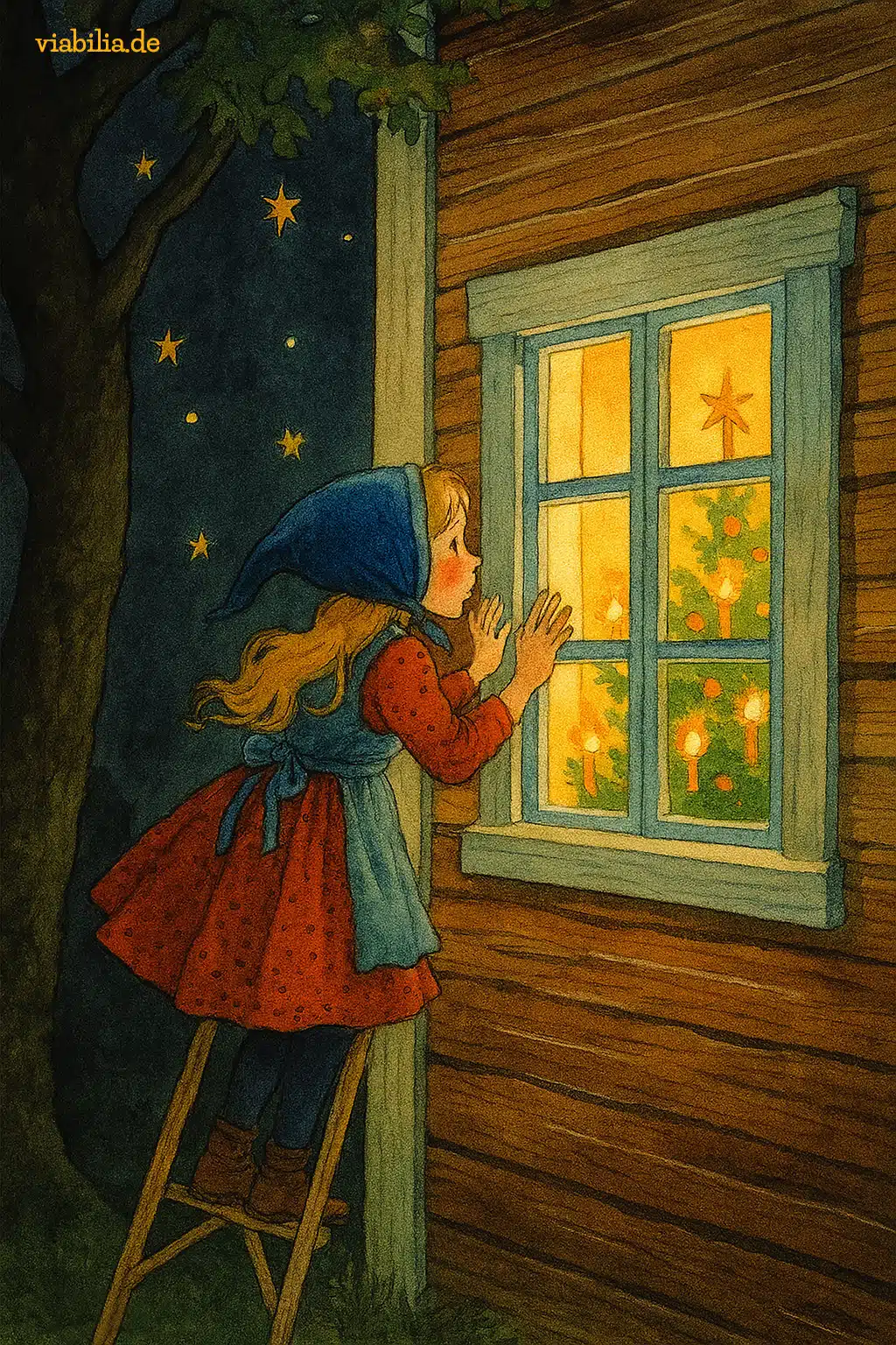 Bild mit See bei Abendlicht Eine frohe Weihnachtszeit für dich: neugieriges Kind