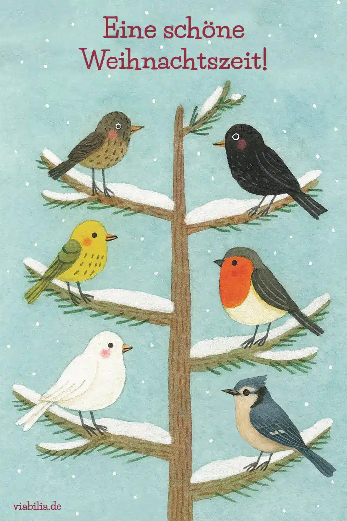 Eine schöne Weihnachtszeit: Bild mit Vögeln Eine schöne Weihnachtszeit: Bild mit Vögeln