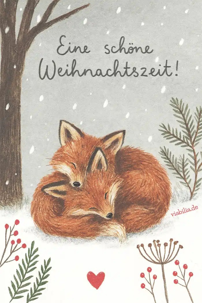 Eine schöne Weihnachtszeit: romantisches Bild mit zwei Füchsen Eine schöne Weihnachtszeit: romantisches Bild mit zwei Füchsen