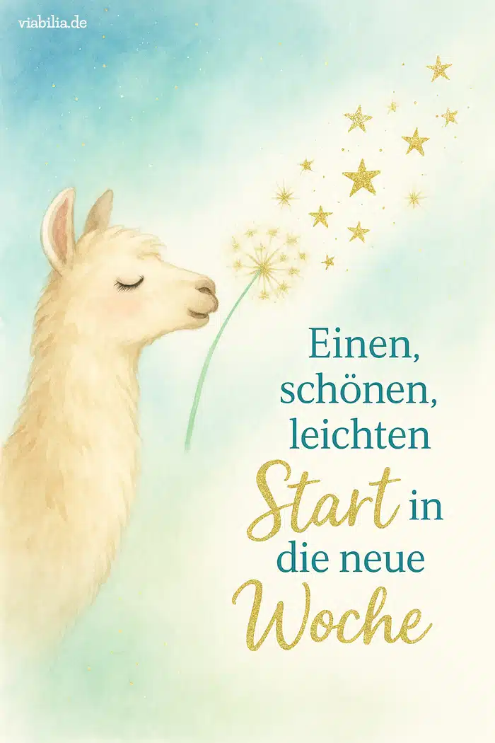 Spruch auf Bild: einen schönen, leichten Start in die neue Woche