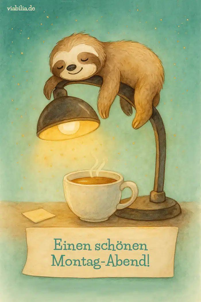 Einen schönen Montag-Abend: lustiges Bild mit Faultier
