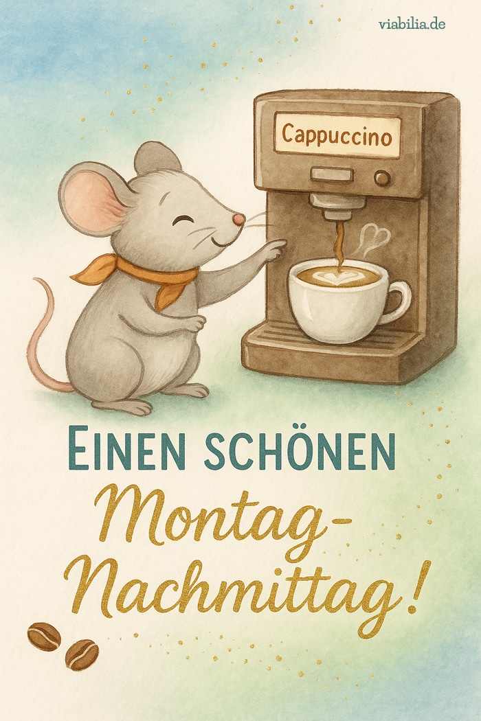 Einen schönen Montag-Nachmittag, Bild mit Spruch zu Cappuccino Einen schönen Montag-Nachmittag, Bild mit Spruch zu Cappuccino