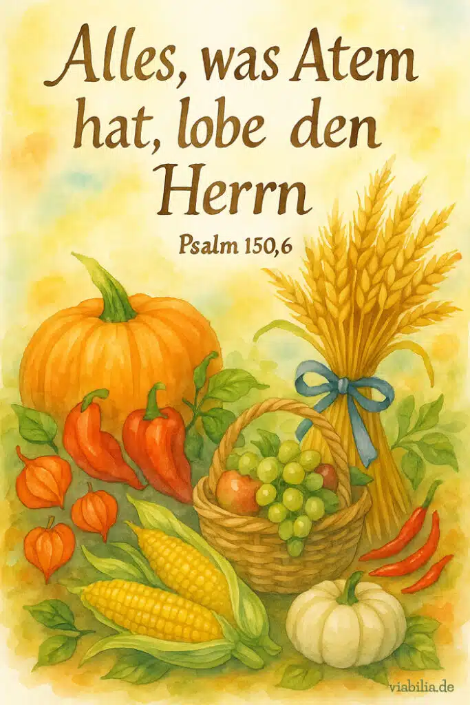 Bibelspruch zu Erntedank auf Bild: Lobe den Herrn Bibelspruch zu Erntedank auf Bild: Lobe den Herrn